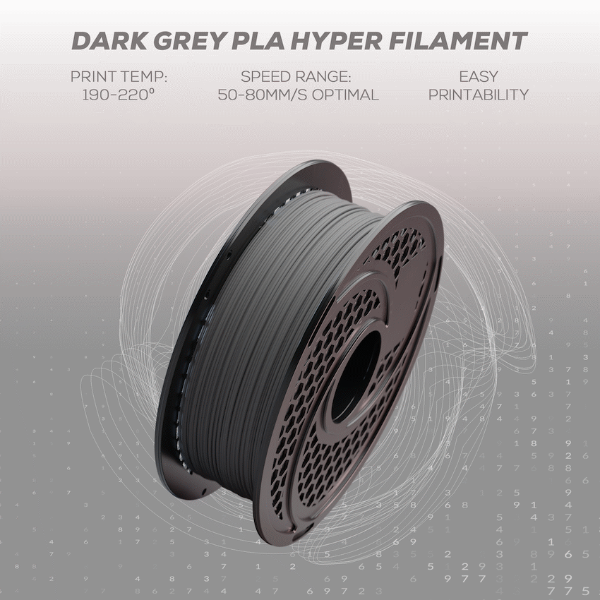SA Filament PLA Hyper Filament 1kg - Dark Grey - Image 11